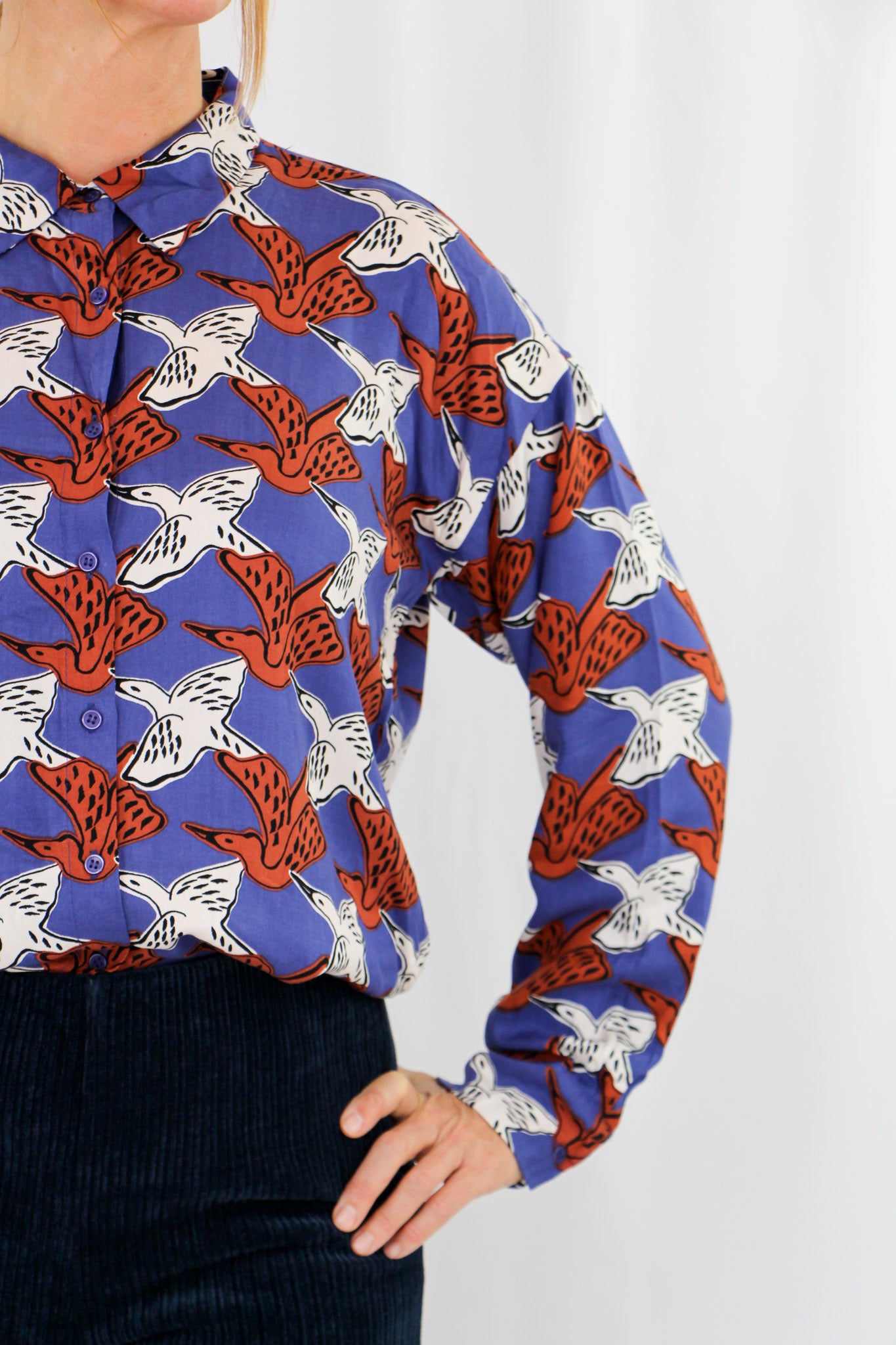Birds Patern Long Sleeve Shirt.