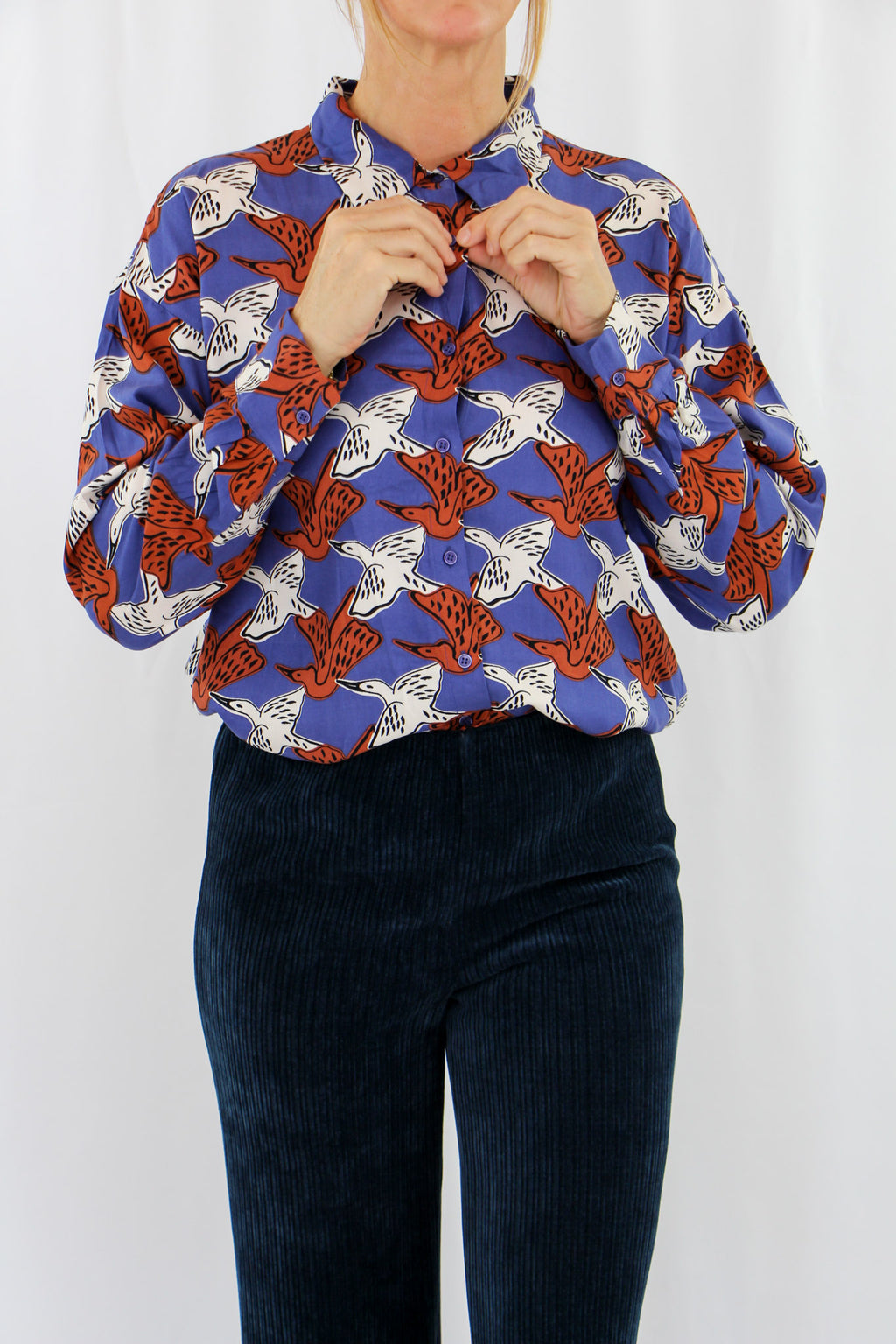 Birds Patern Long Sleeve Shirt.