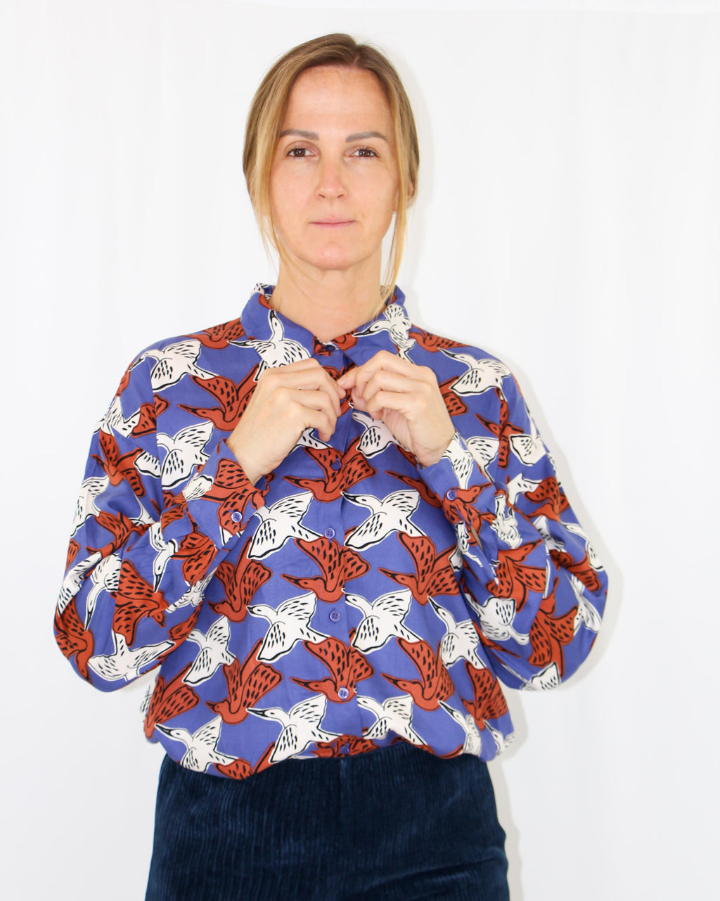 Birds Patern Long Sleeve Shirt.