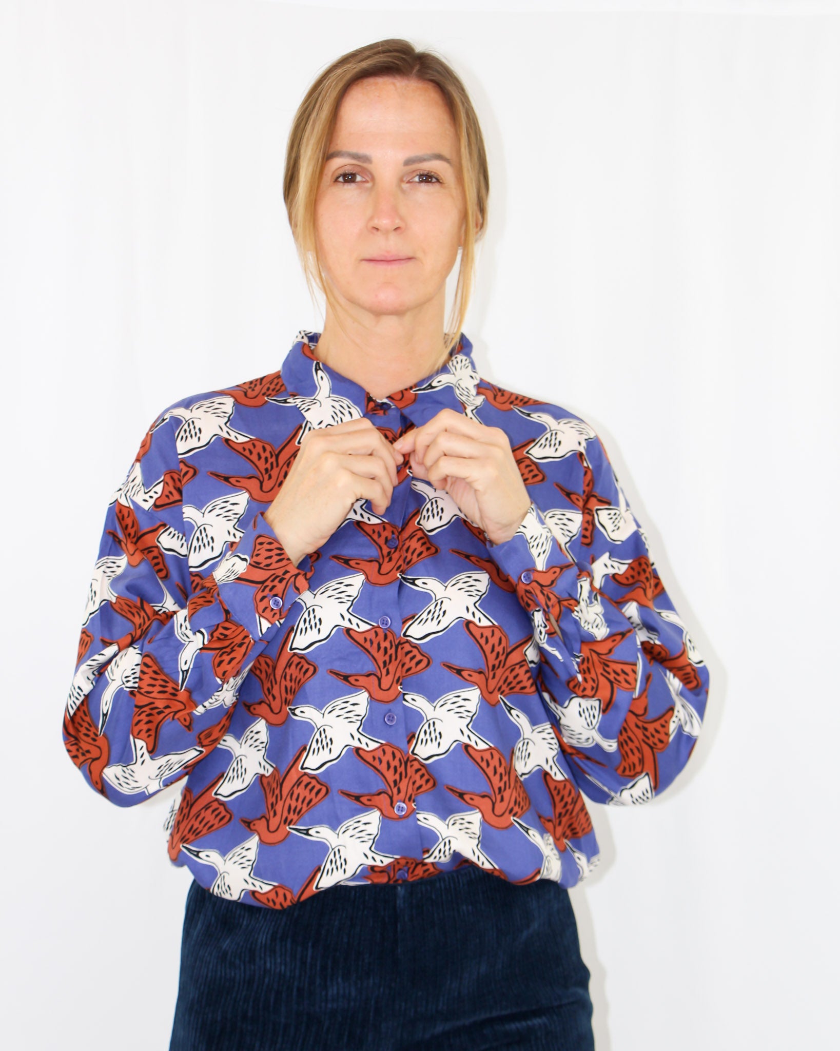 Birds Patern Long Sleeve Shirt.
