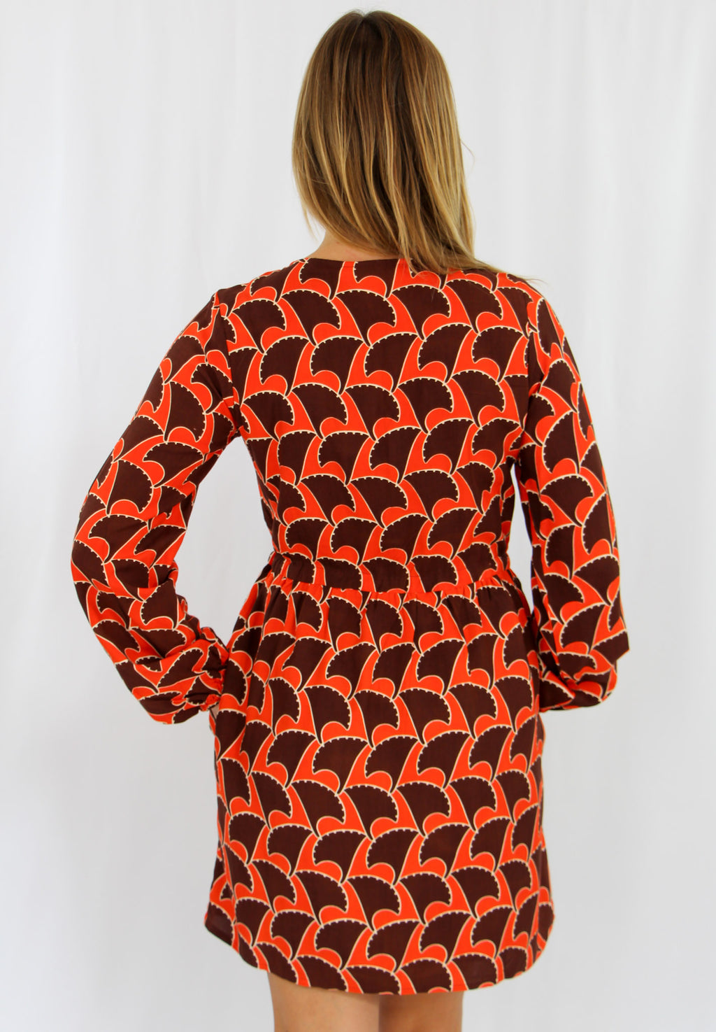 Brown and Orange Midi Dres.