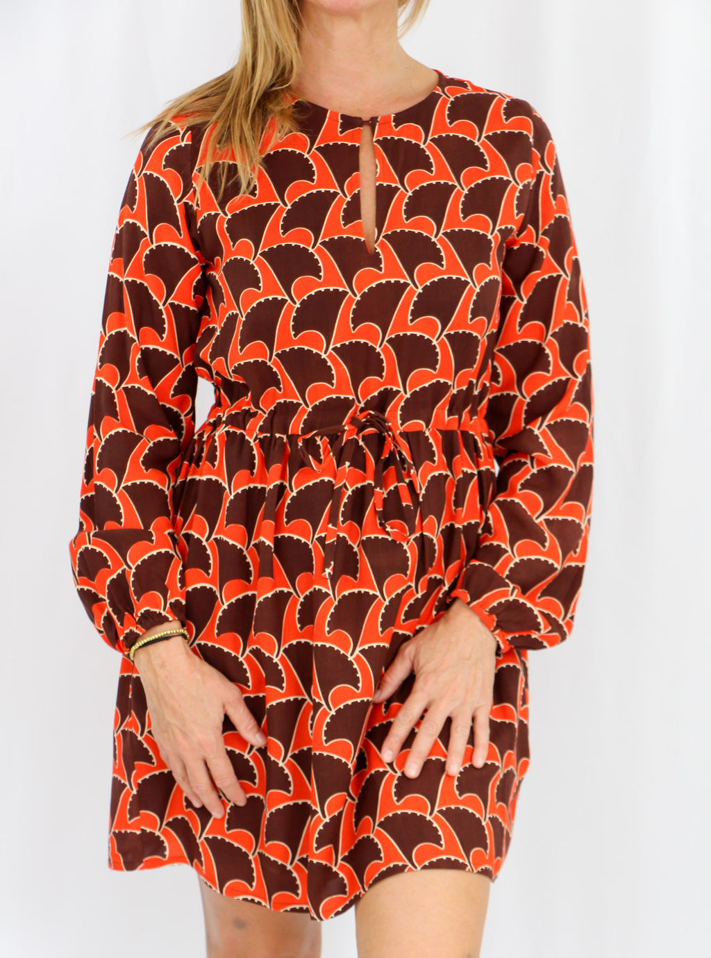 Brown and Orange Midi Dres.