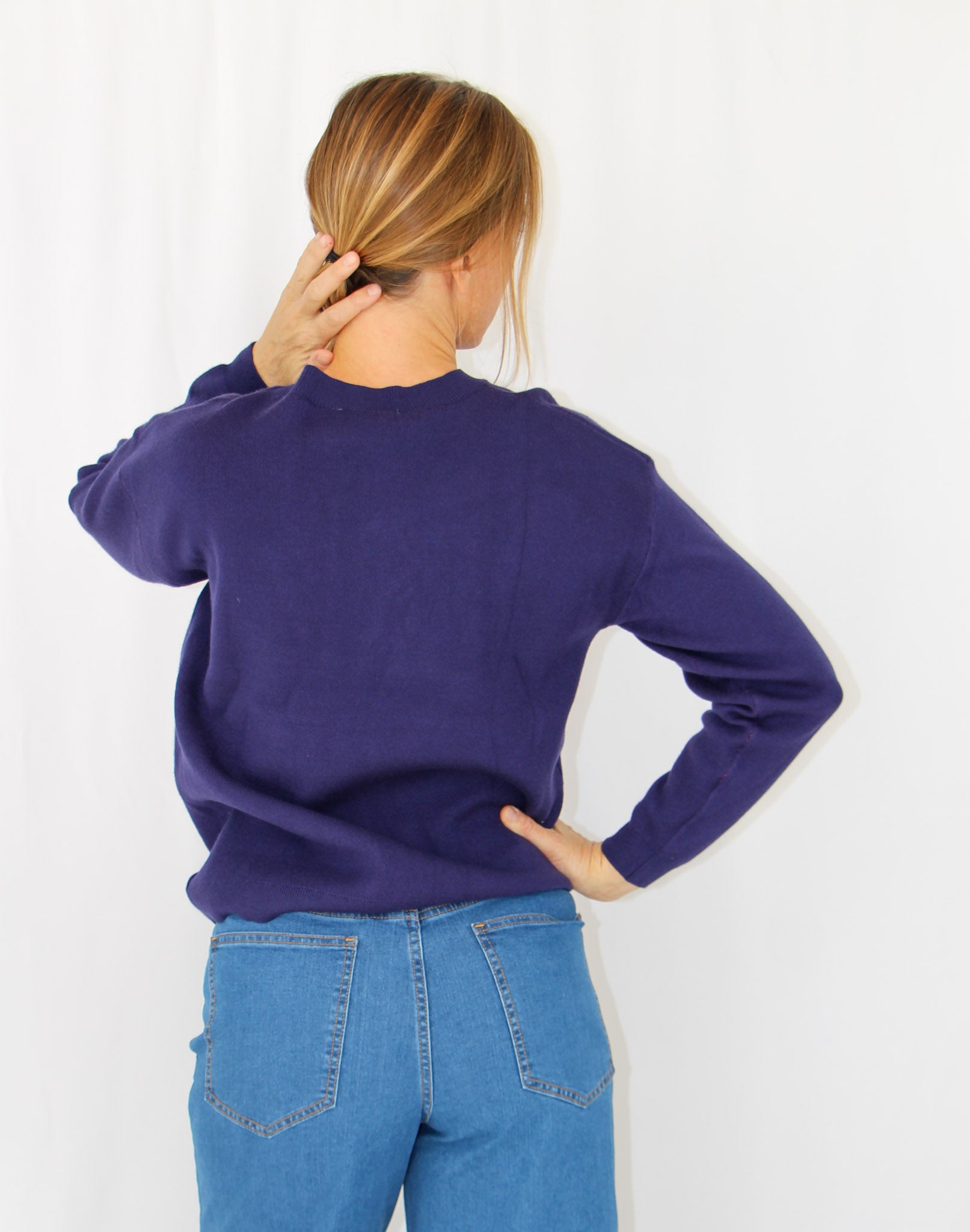 Blue Jumper with Pink Cat.