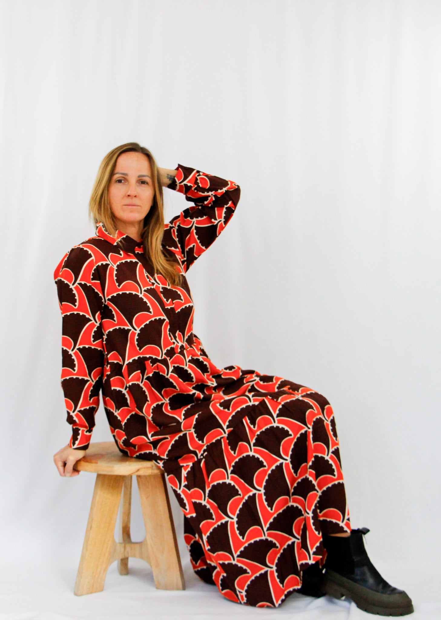 Brown and Orange Long Dress.