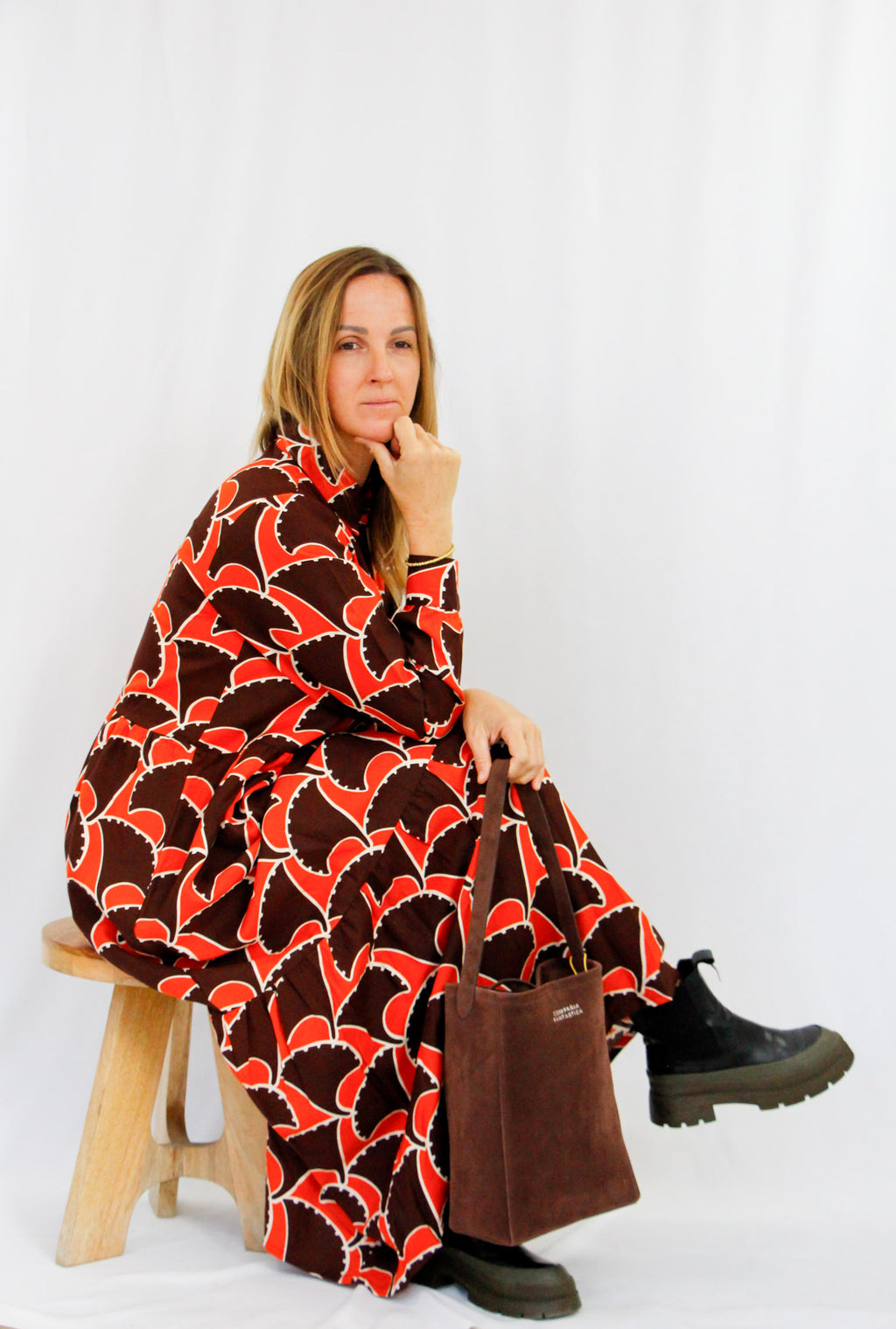 Brown and Orange Long Dress.