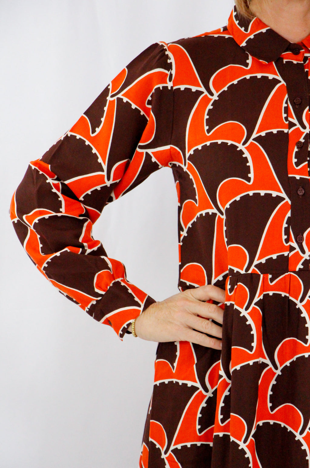 Brown and Orange Long Dress.