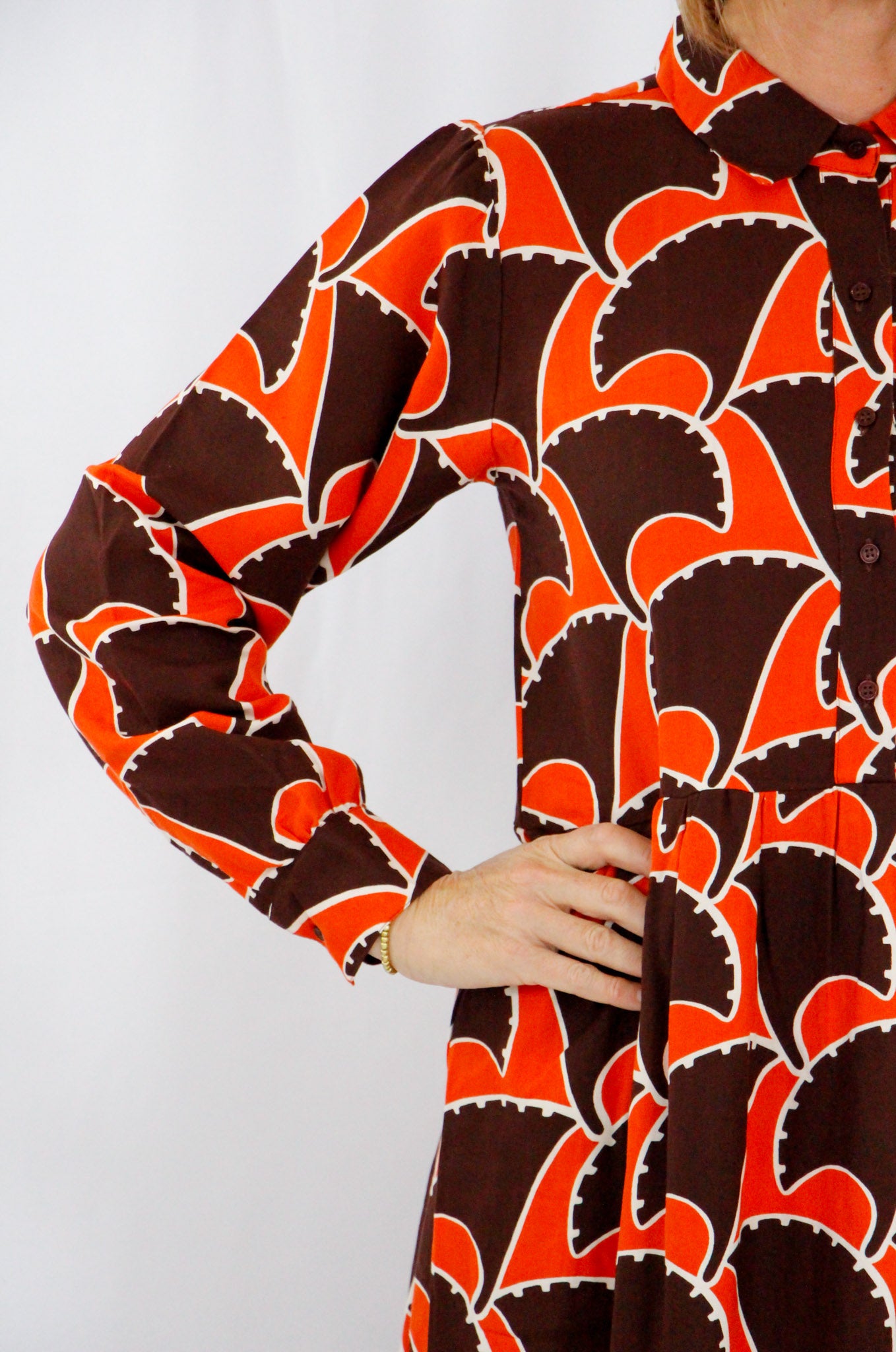 Brown and Orange Long Dress.