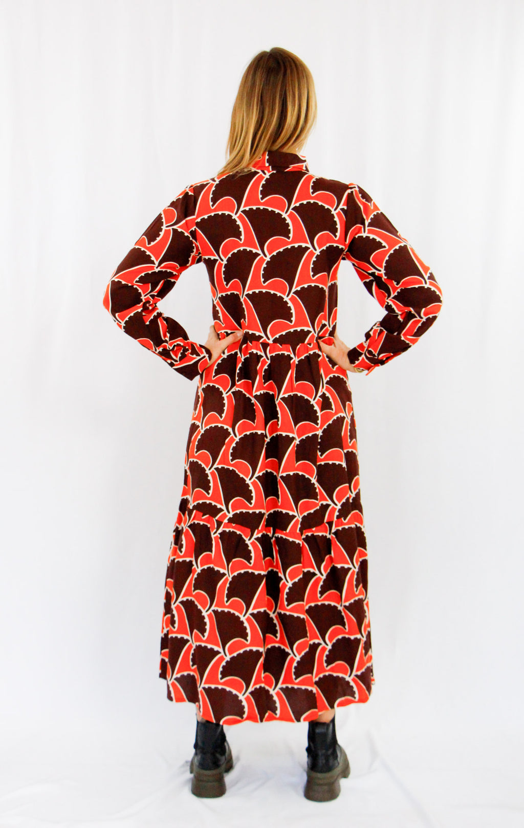 Brown and Orange Long Dress.