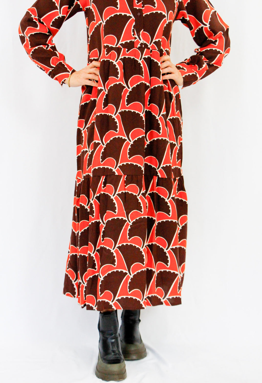Brown and Orange Long Dress.