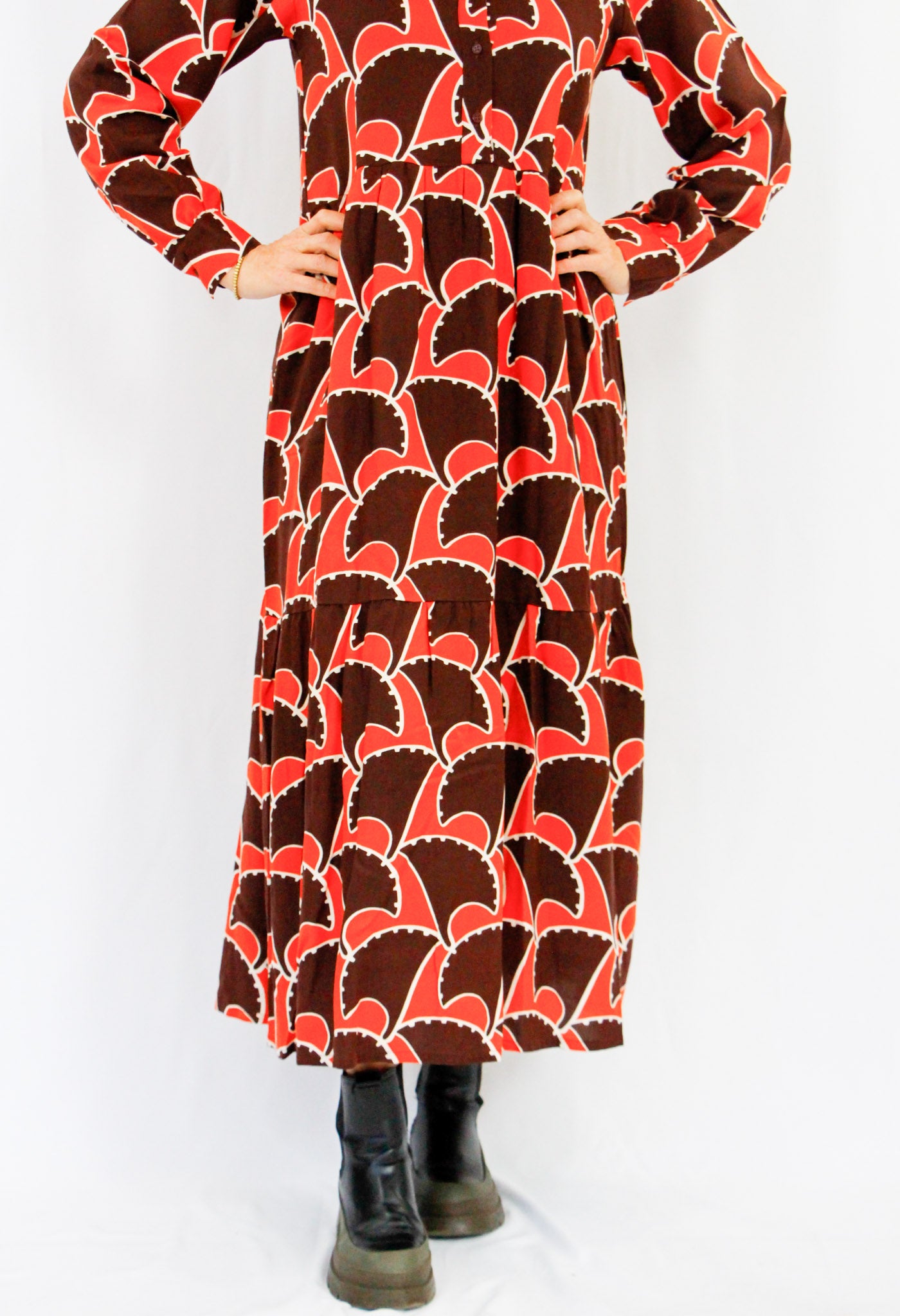 Brown and Orange Long Dress.