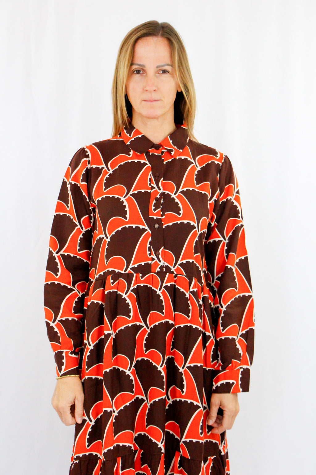 Brown and Orange Long Dress.