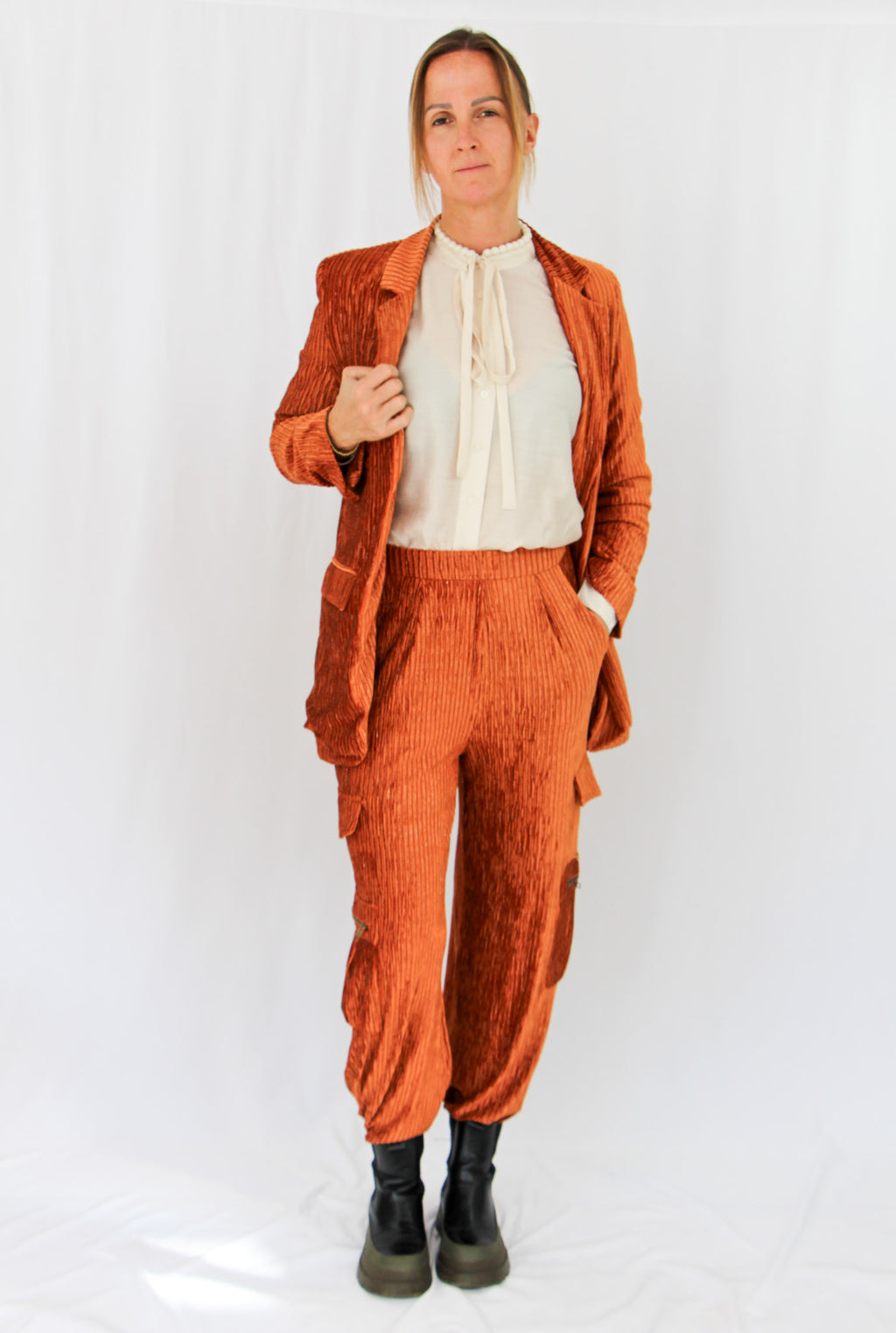 NKN Burnt Copper Velvet Pants.