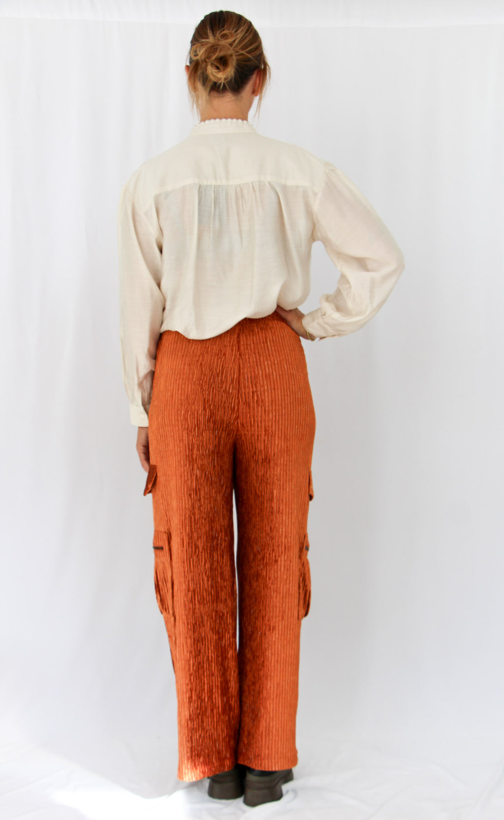 NKN Burnt Copper Velvet Pants.