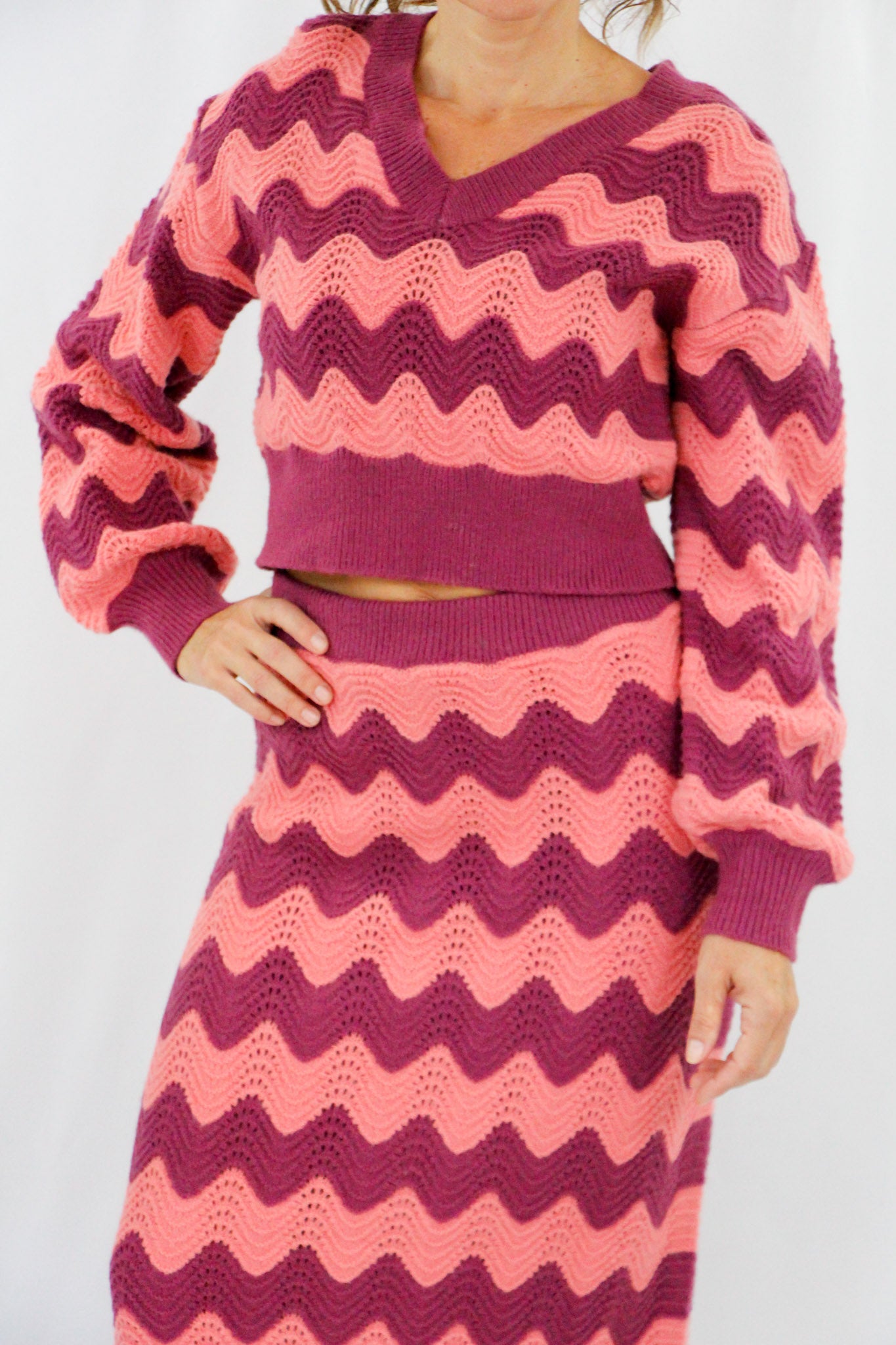 Pink & Plum Knitted Sweater.