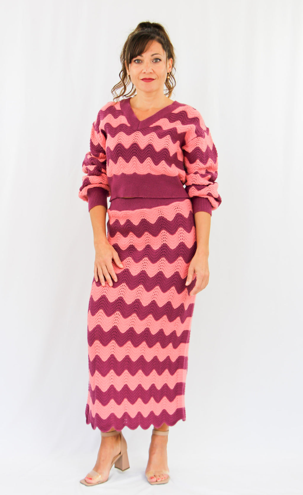 Pink & Plum Knitted Skirt.