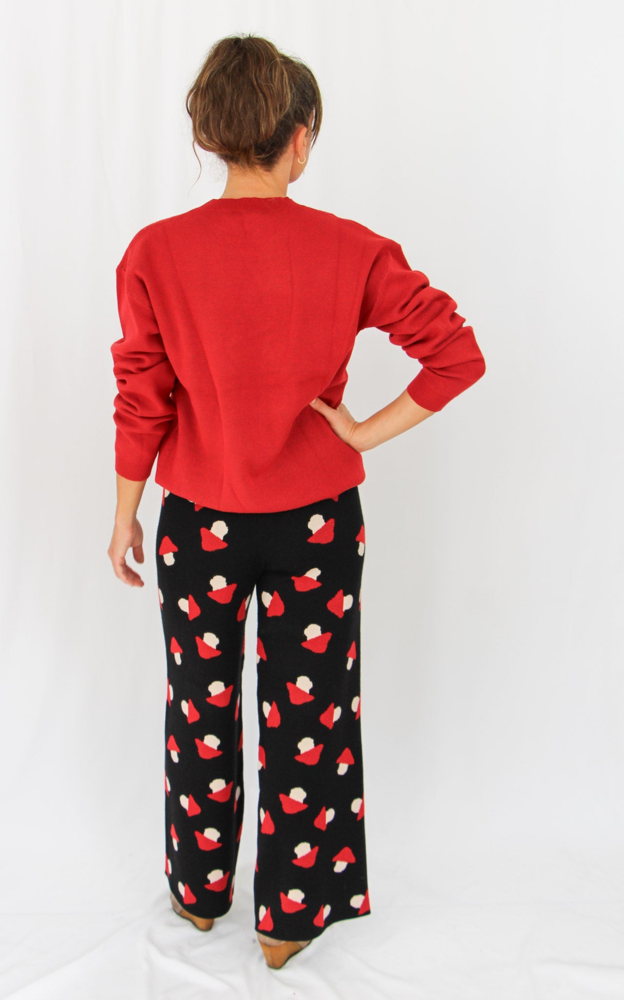 Red Jumper with Mushroom.