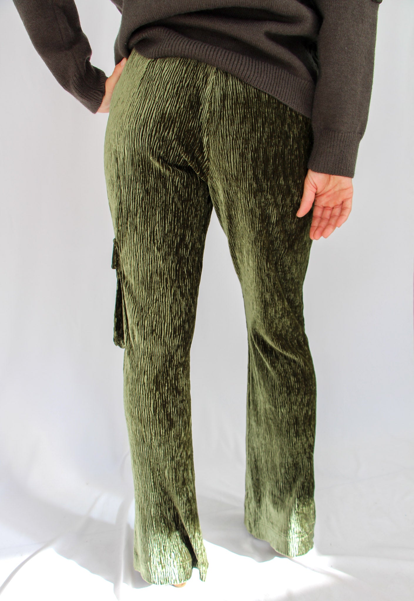 NKN Bottle Green Velvet Pants.