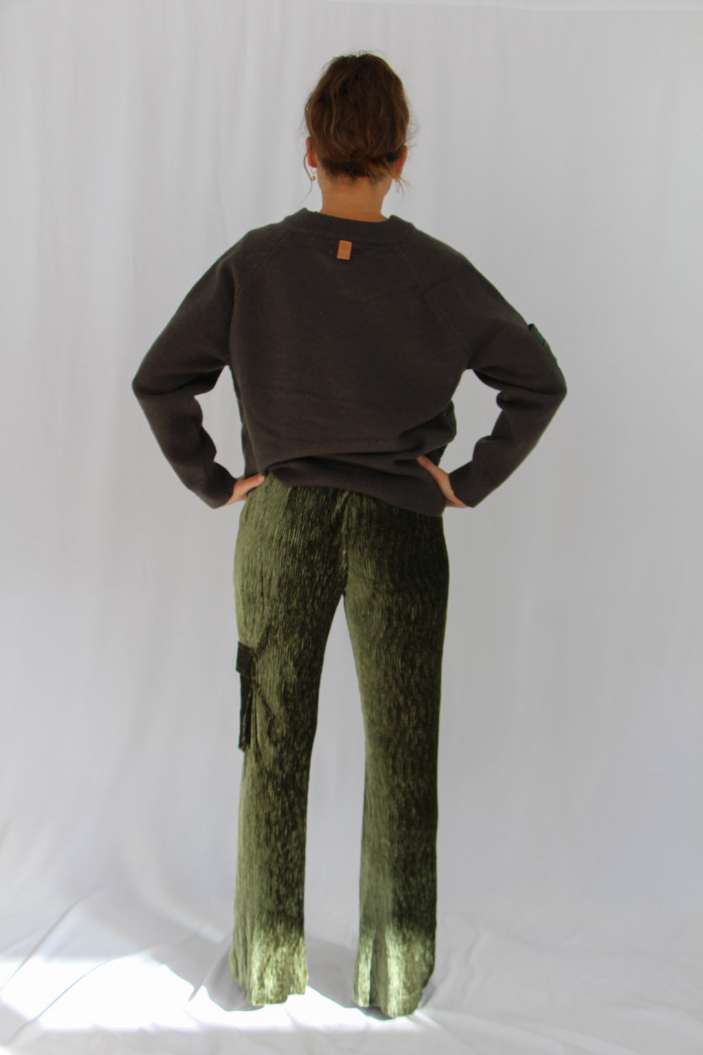 NKN Bottle Green Velvet Pants.