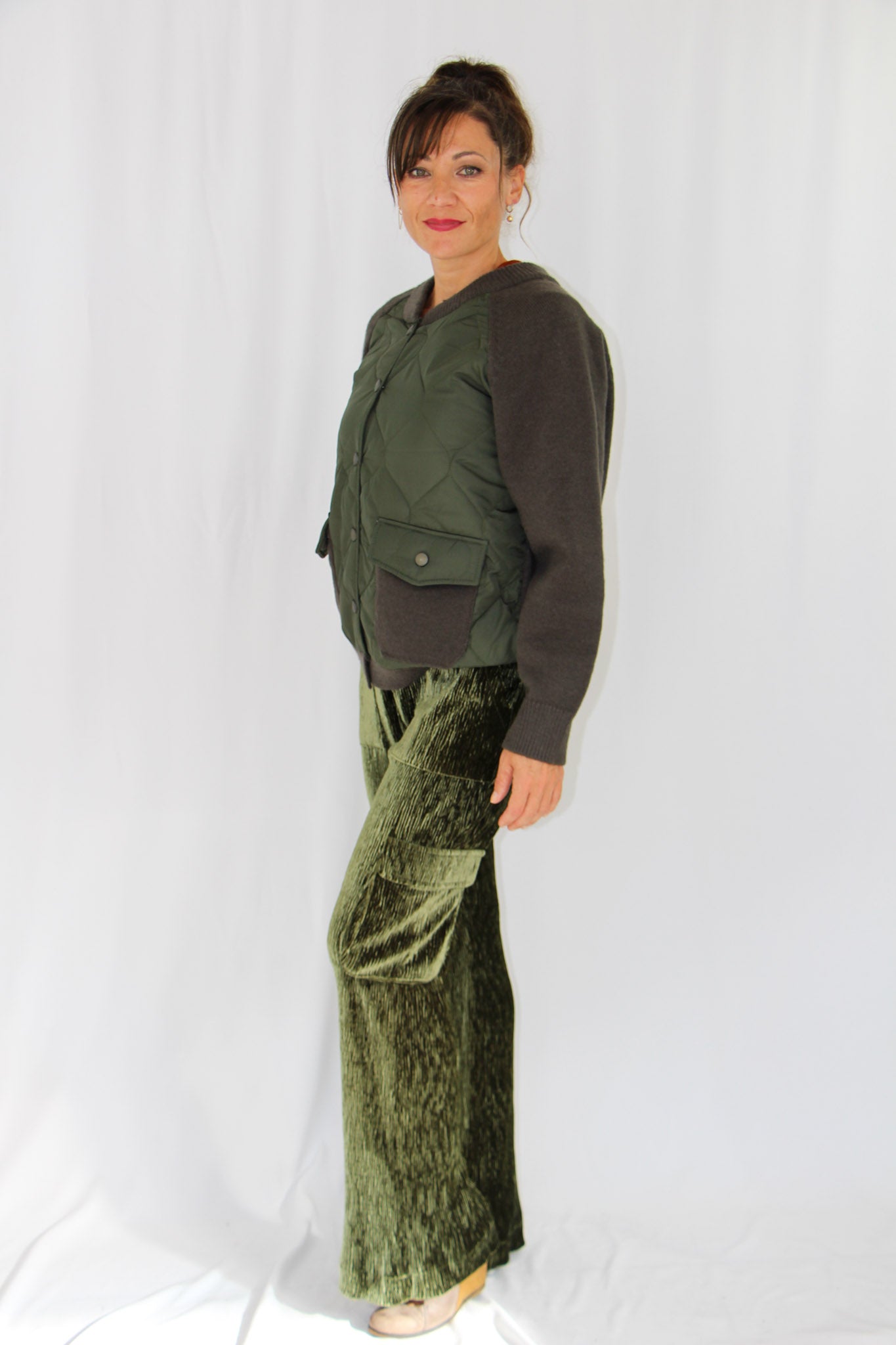 NKN Bottle Green Velvet Pants.